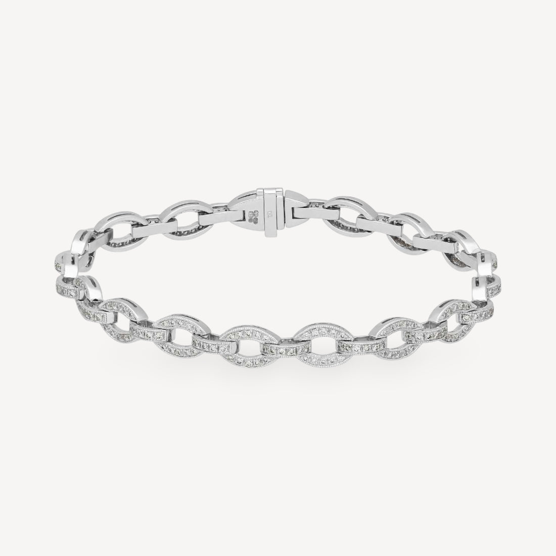 Diamond Link Bracelet in White Gold