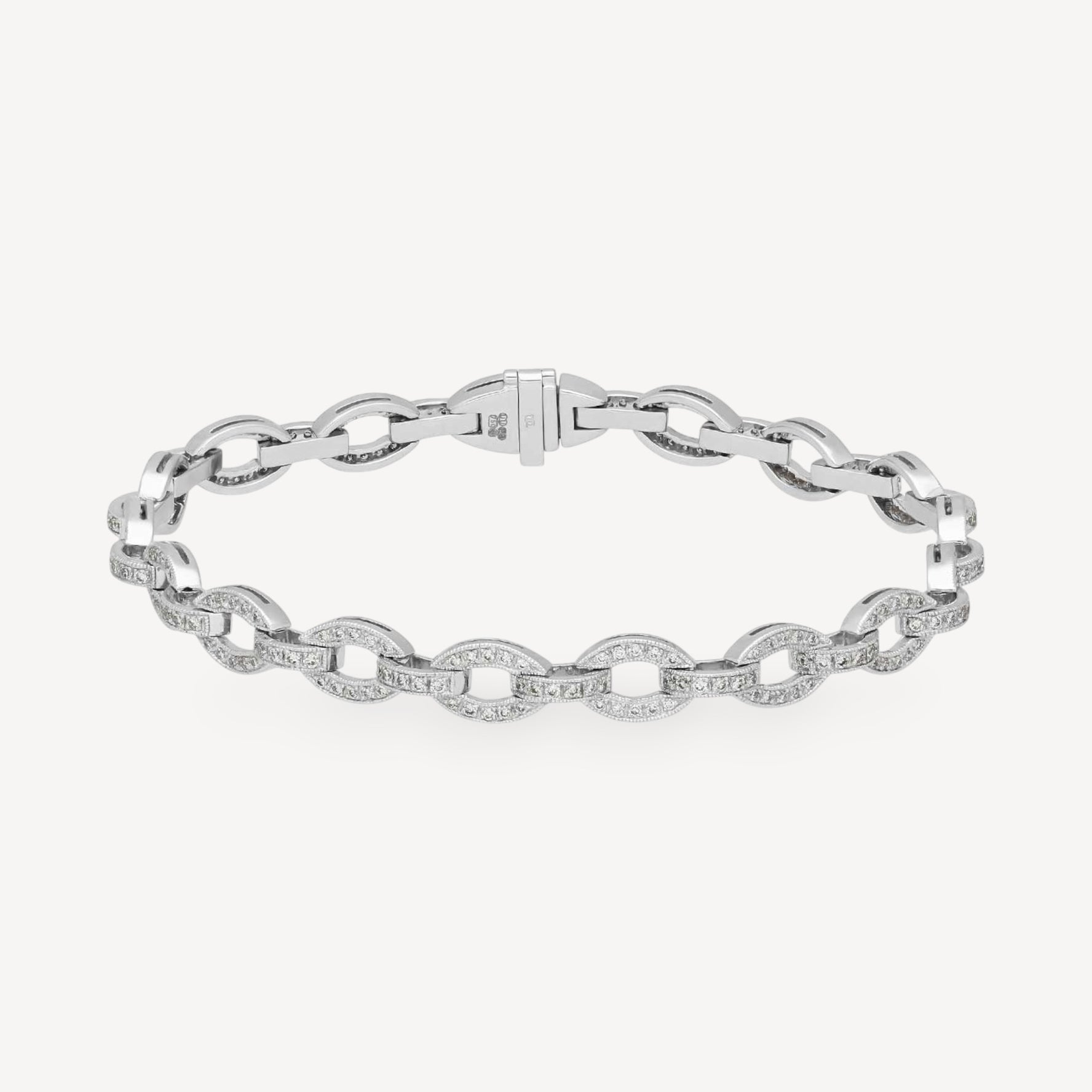 Diamond Link Bracelet in White Gold