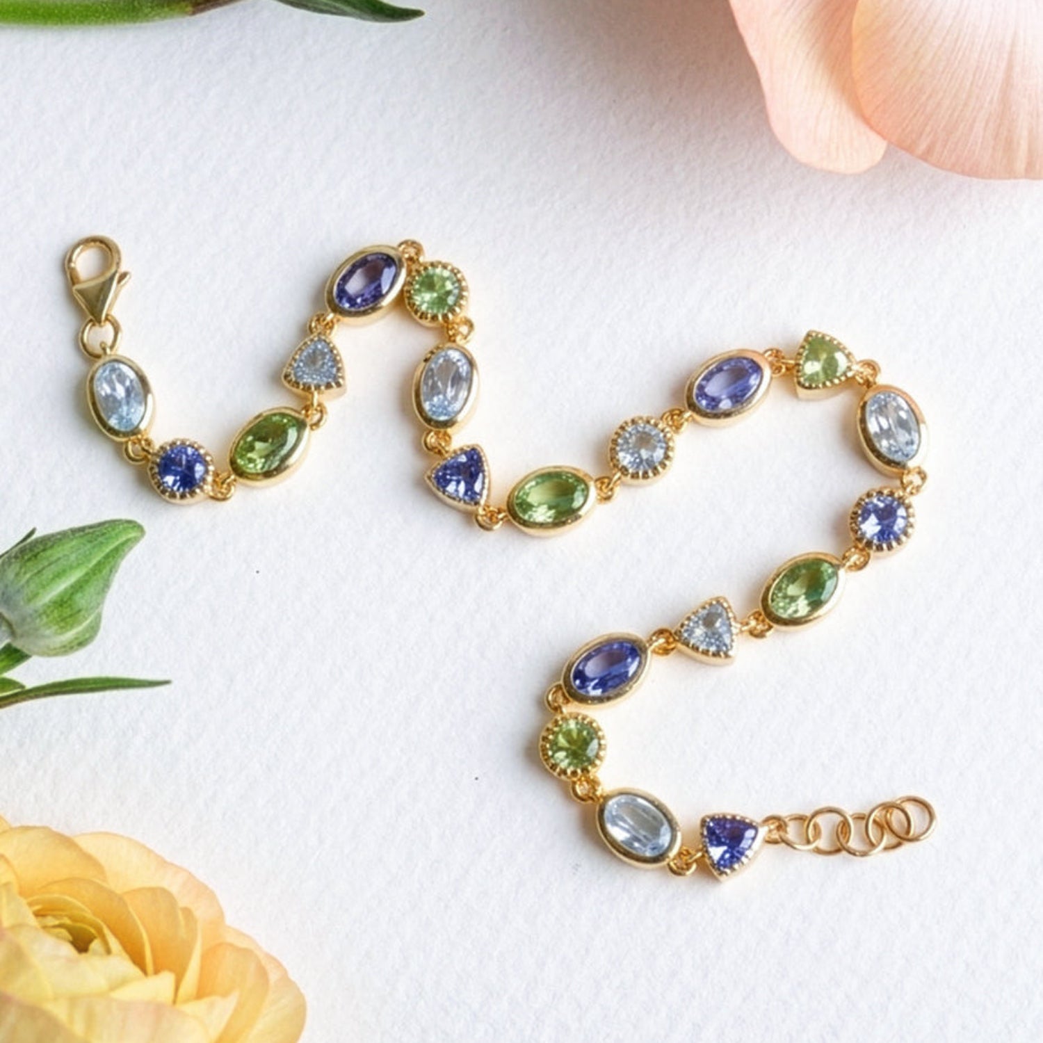 ZELDA Tanzanite, Blue Topaz & Peridot Bracelet