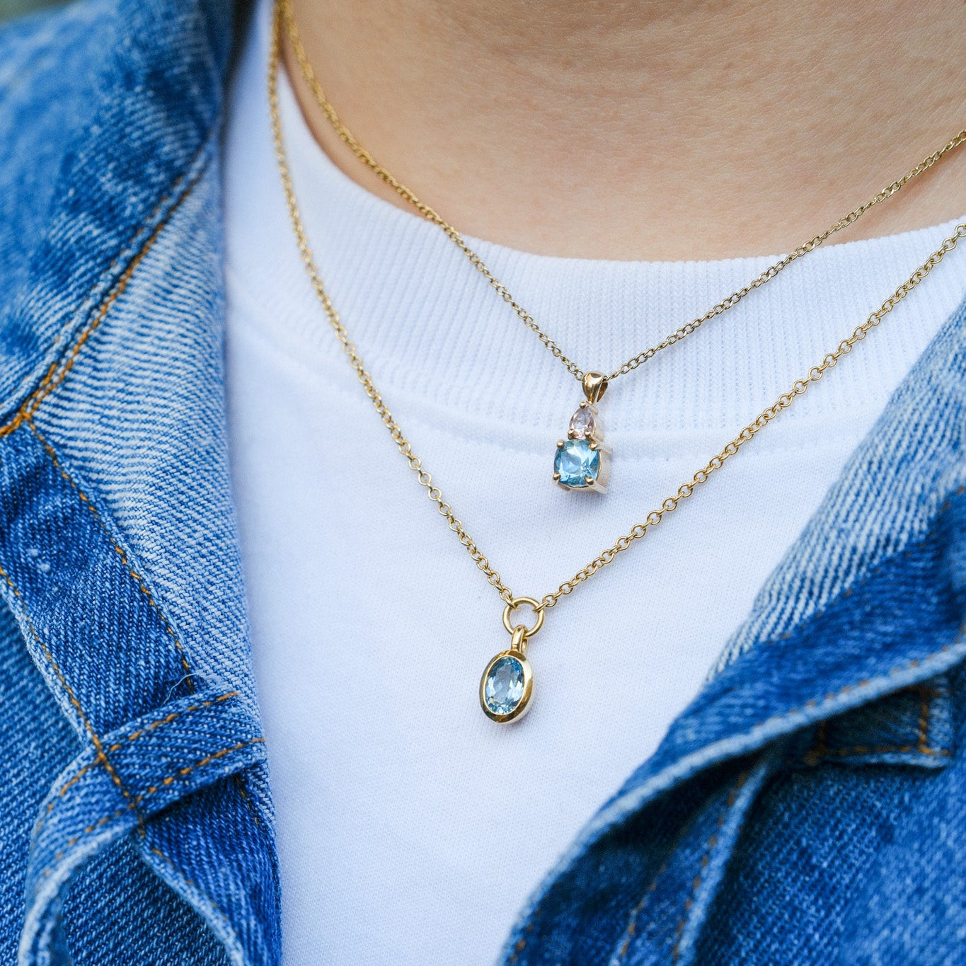 FRAME Oval Aquamarine Gold Necklace