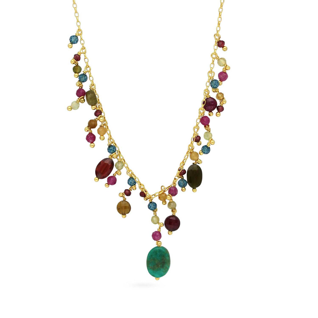 BRINA Necklace with Turquoise & Gemstones at ethical B Corp jeweller E.C.One London
