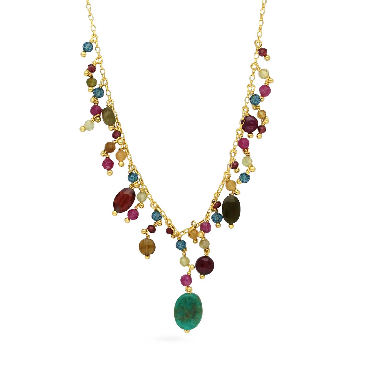 BRINA Necklace with Turquoise & Gemstones at ethical B Corp jeweller E.C.One London
