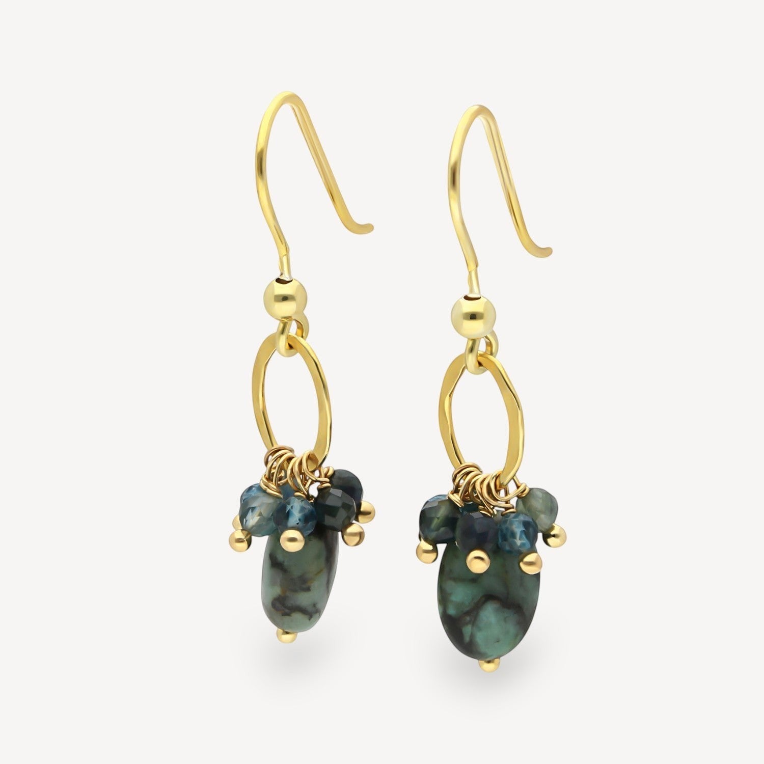MIRTILLO Earrings with Turquoise & Blue Sapphires