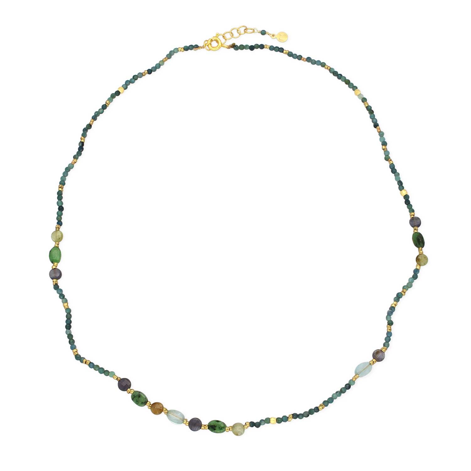 MIRTILLO Necklace with Violet Tourmalines & Garnets  at ethical B Corp jeweller E.C.One London