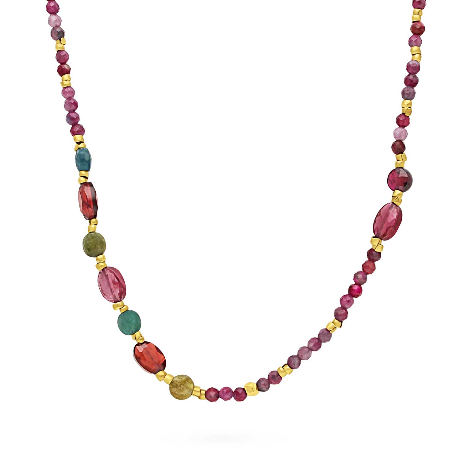 MIRTILLO Necklace with Blue Tourmalines & Gemstones  at ethical B Corp jeweller E.C.One London
