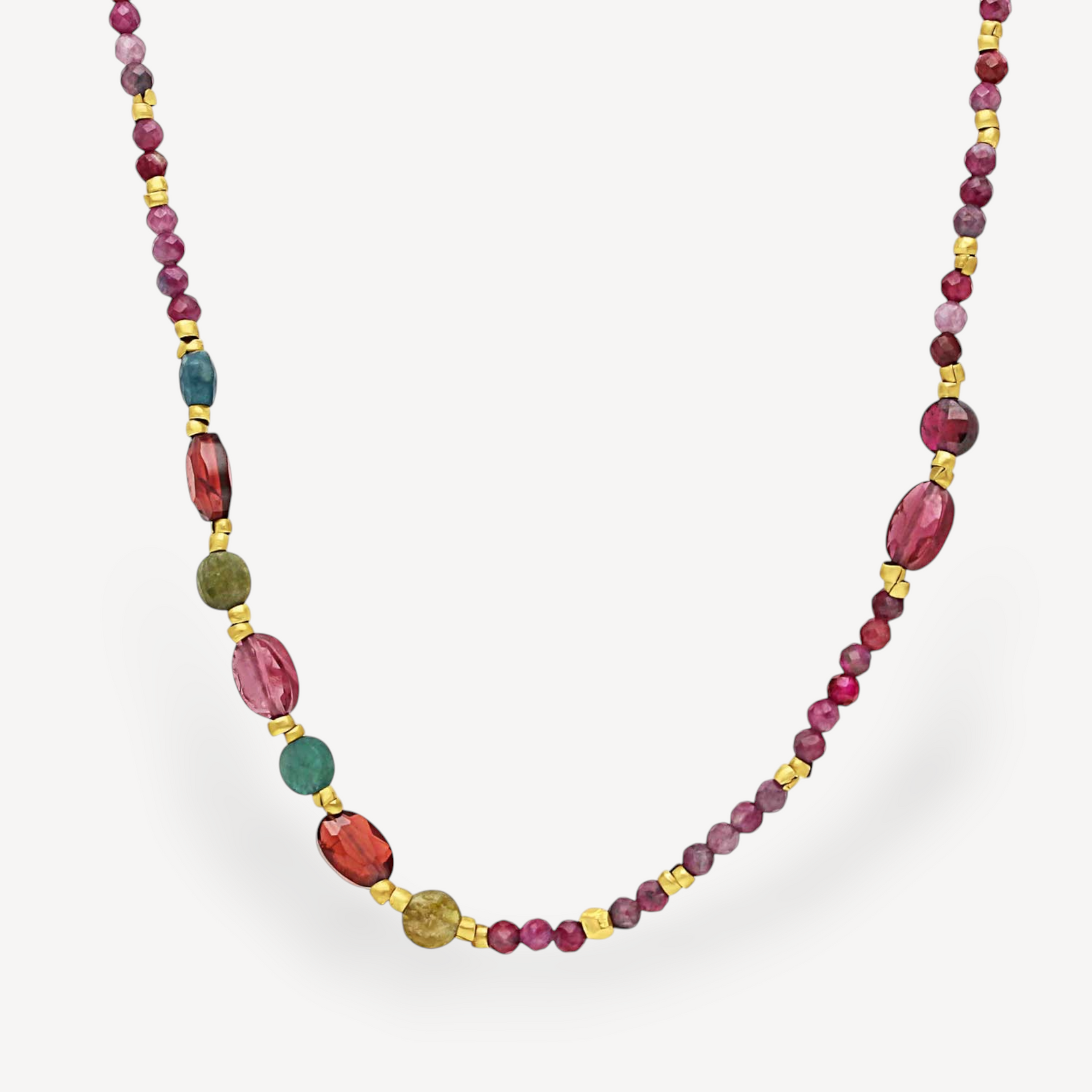 MIRTILLO Necklace with Blue Tourmalines & Gemstones  at ethical B Corp jeweller E.C.One London