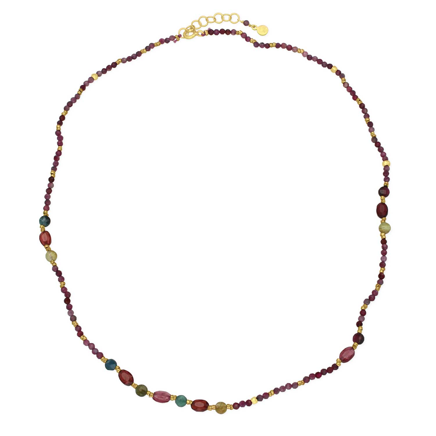 MIRTILLO Necklace with Blue Tourmalines & Gemstones  at ethical B Corp jeweller E.C.One London