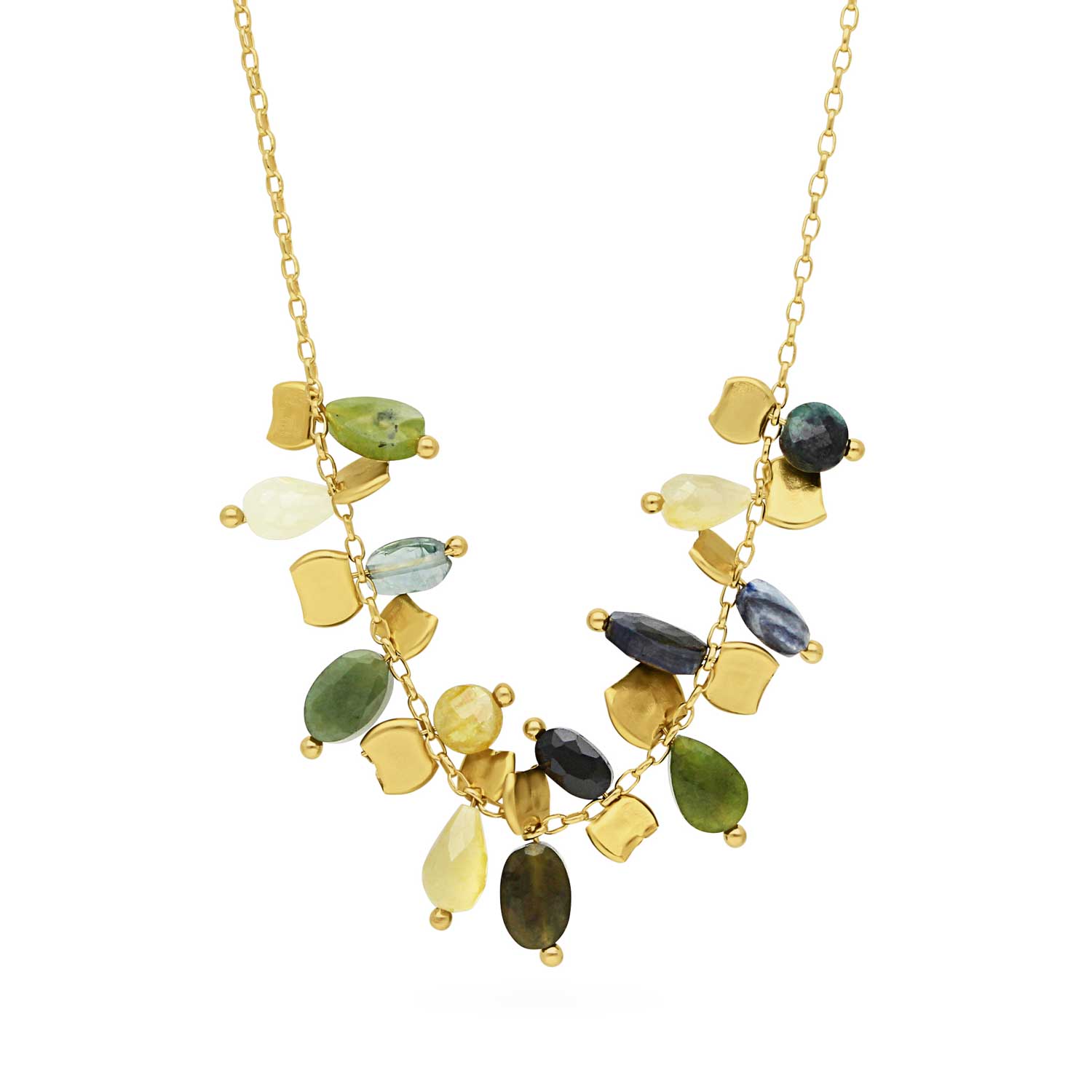 PETALO Necklace with Blue Sapphires & Tourmalines  at ethical B Corp jeweller E.C.One London