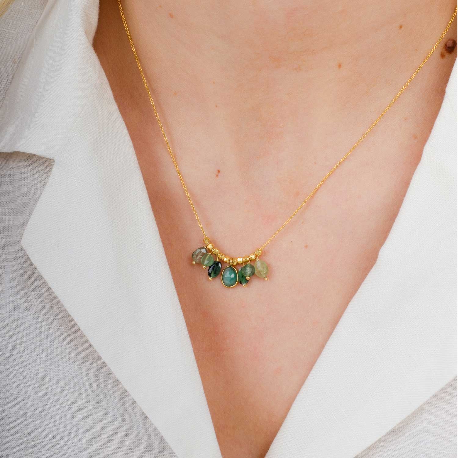 FRUTTI DE BOSCO Necklace with Tourmalines & Emerald  at ethical B Corp jeweller E.C.One London