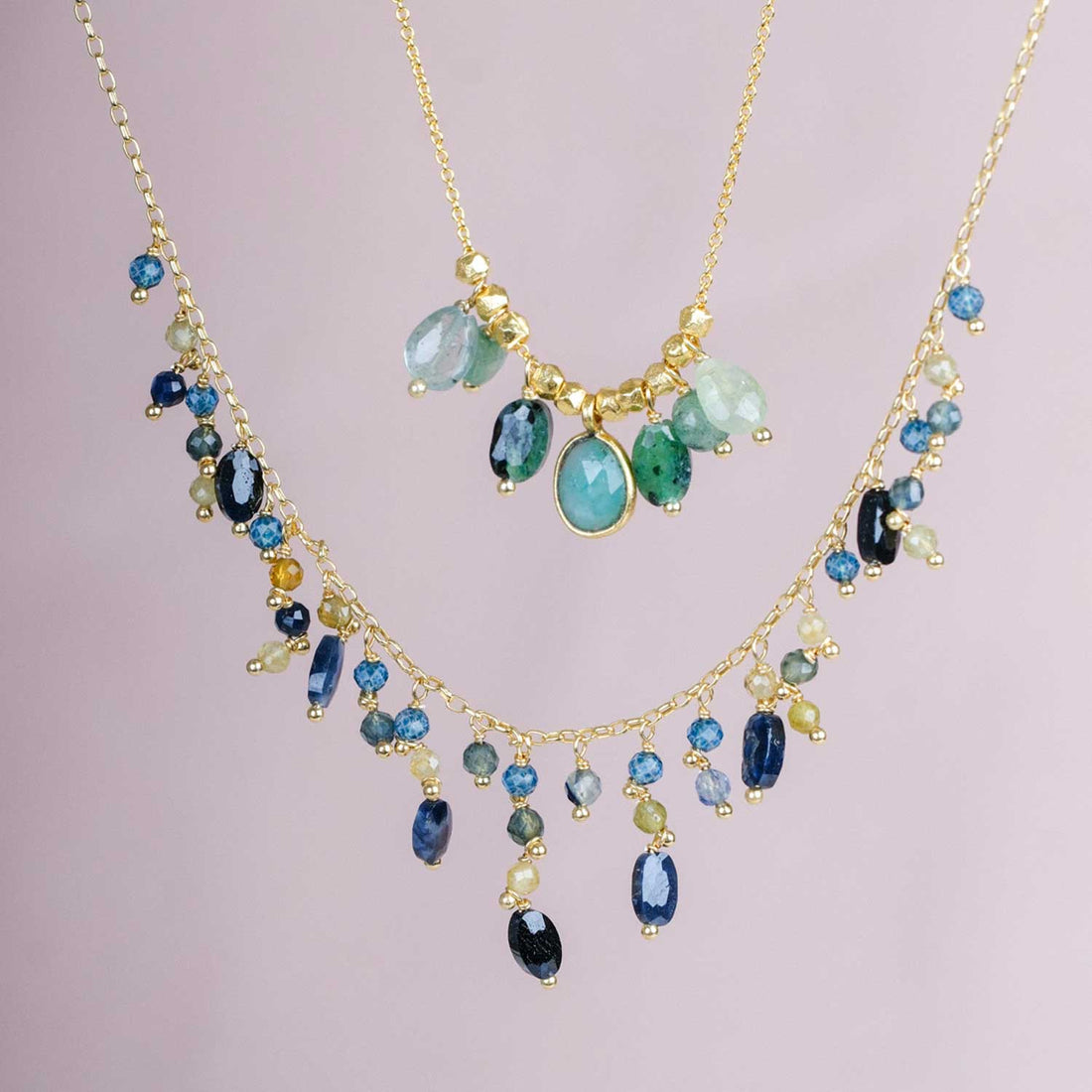 BRINA Necklace with Blue Sapphires & Gemstones