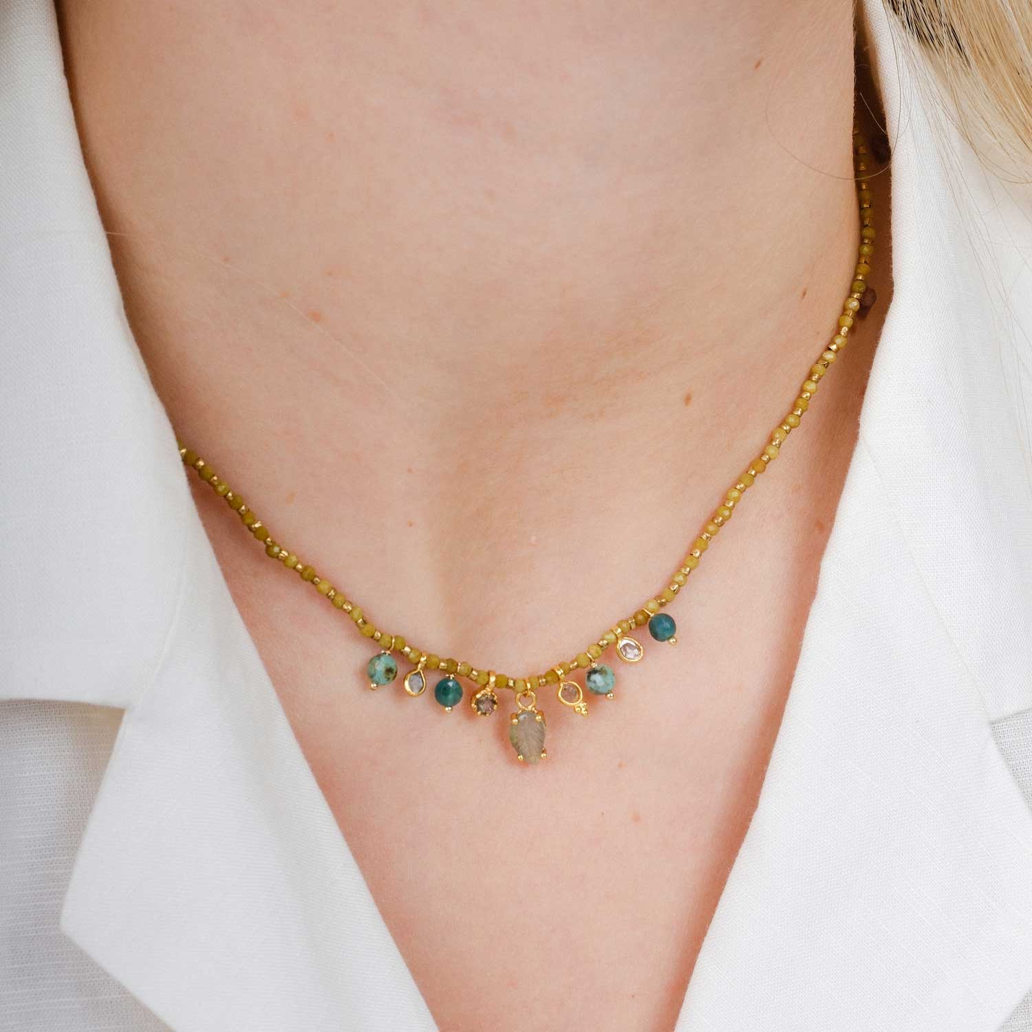 LIMONCELLO Necklace with Gemstones & Polki Diamonds  at ethical B Corp jeweller E.C.One London