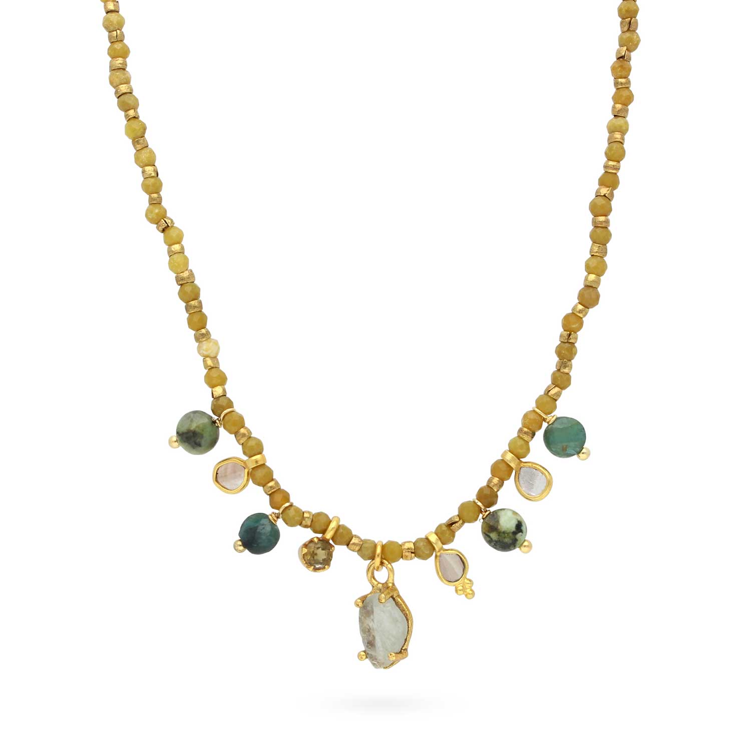 LIMONCELLO Necklace with Gemstones & Polki Diamonds  at ethical B Corp jeweller E.C.One London