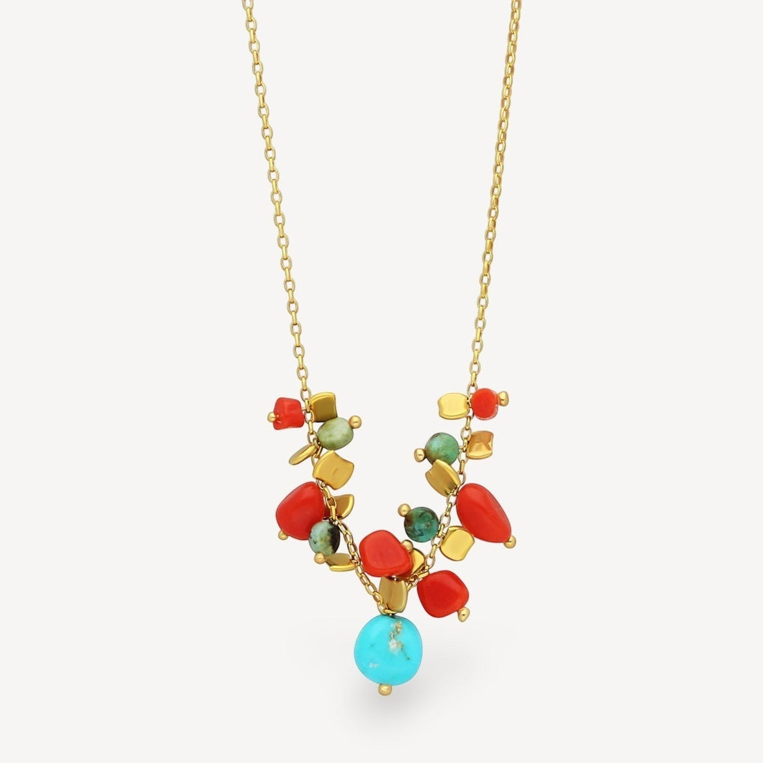 PETALO Necklace with Coral & Turquoise