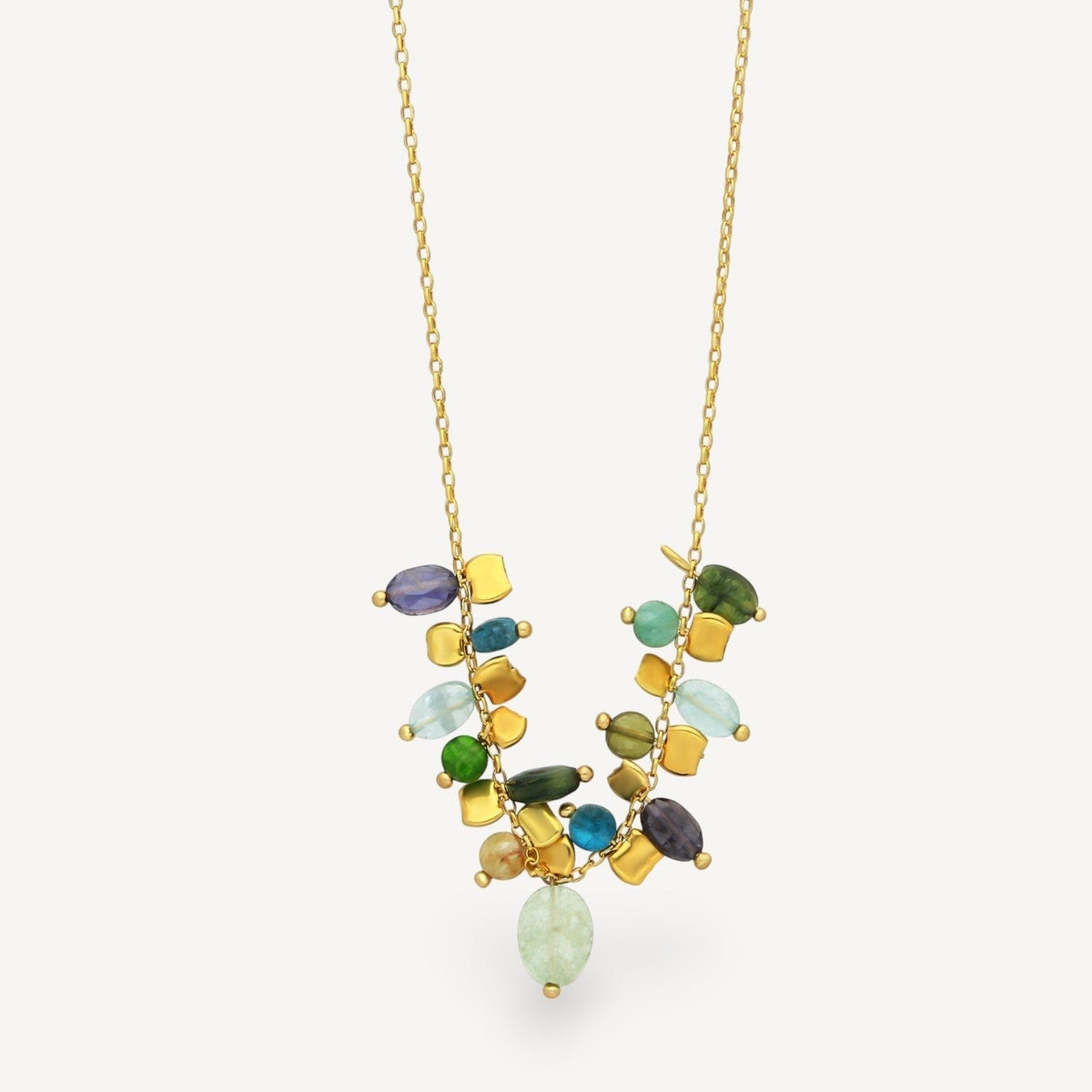 PETALO Necklace with Blue & Green Gemstones