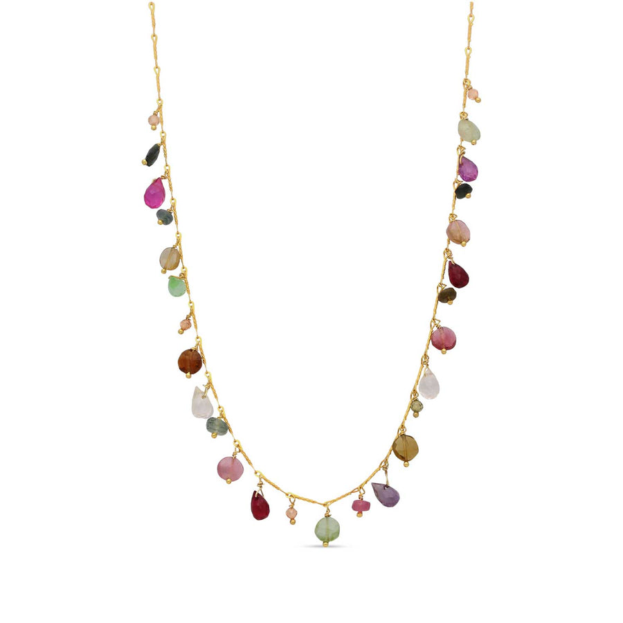 Untitledition MUGHETTO necklace with Sapphires & Tourmalines at ethical jeweller EC One London
