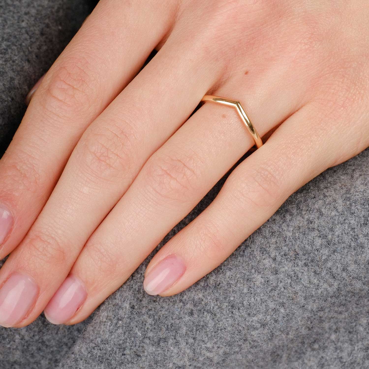 EC One V-shaped Wedding Ring Recycled Rose Gold  made in our B Corp London workshop