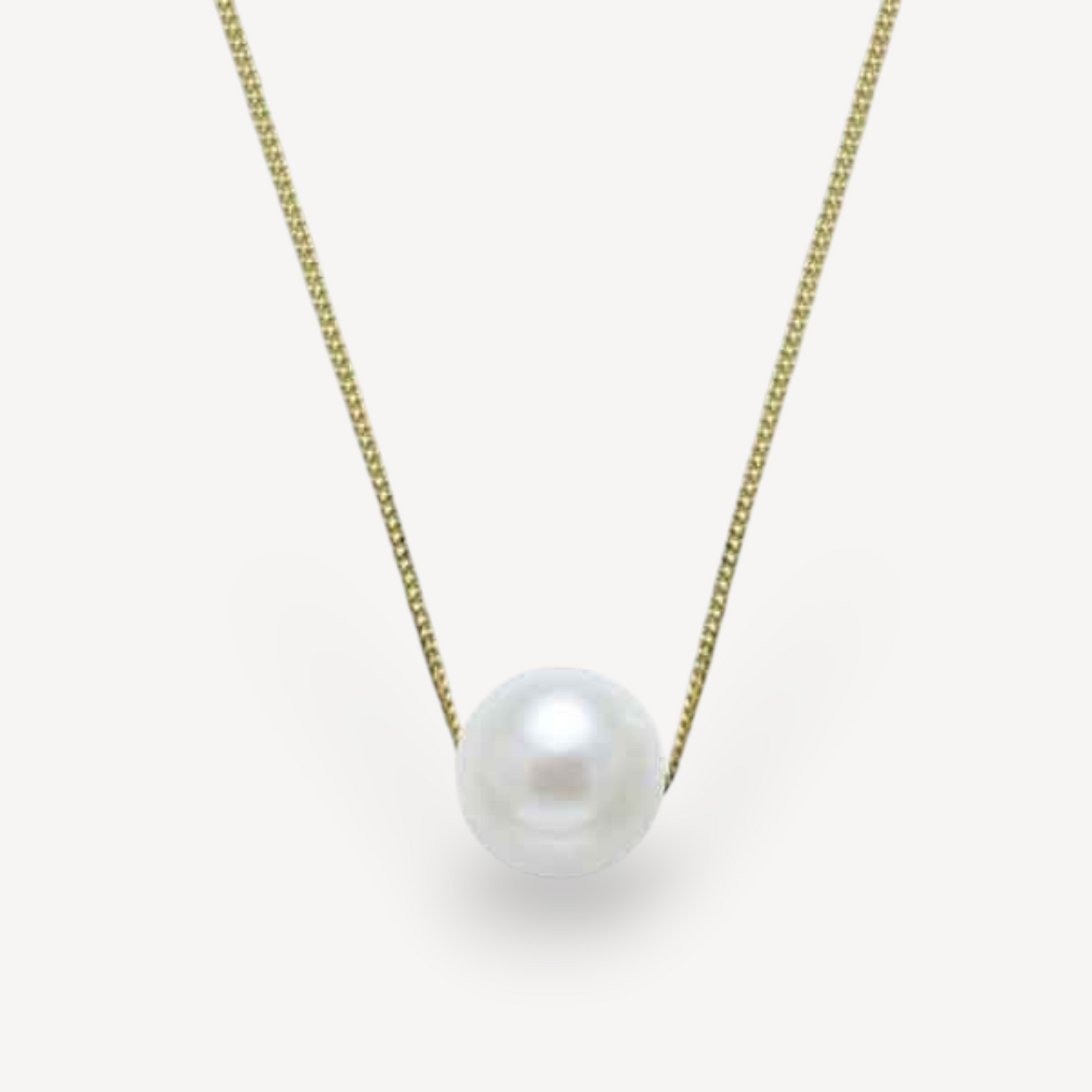 EC One Necklace with White Pearl on yellow gold chain