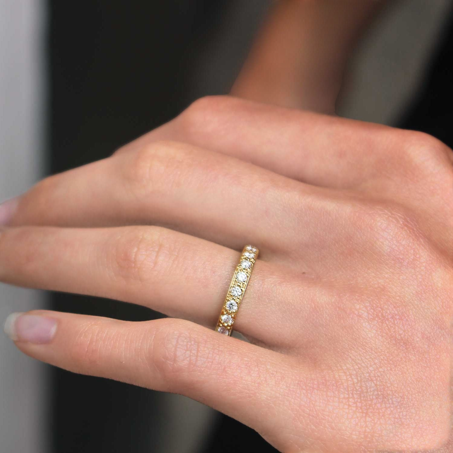 Wide EMMA Diamond Yellow Gold Eternity Ring