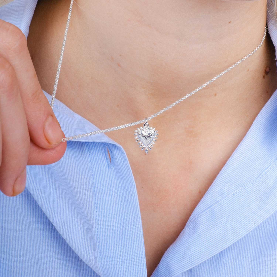 Mini Heart Rays Silver Necklace by Zoe & Morgan at ethical jeweller E.C.One London