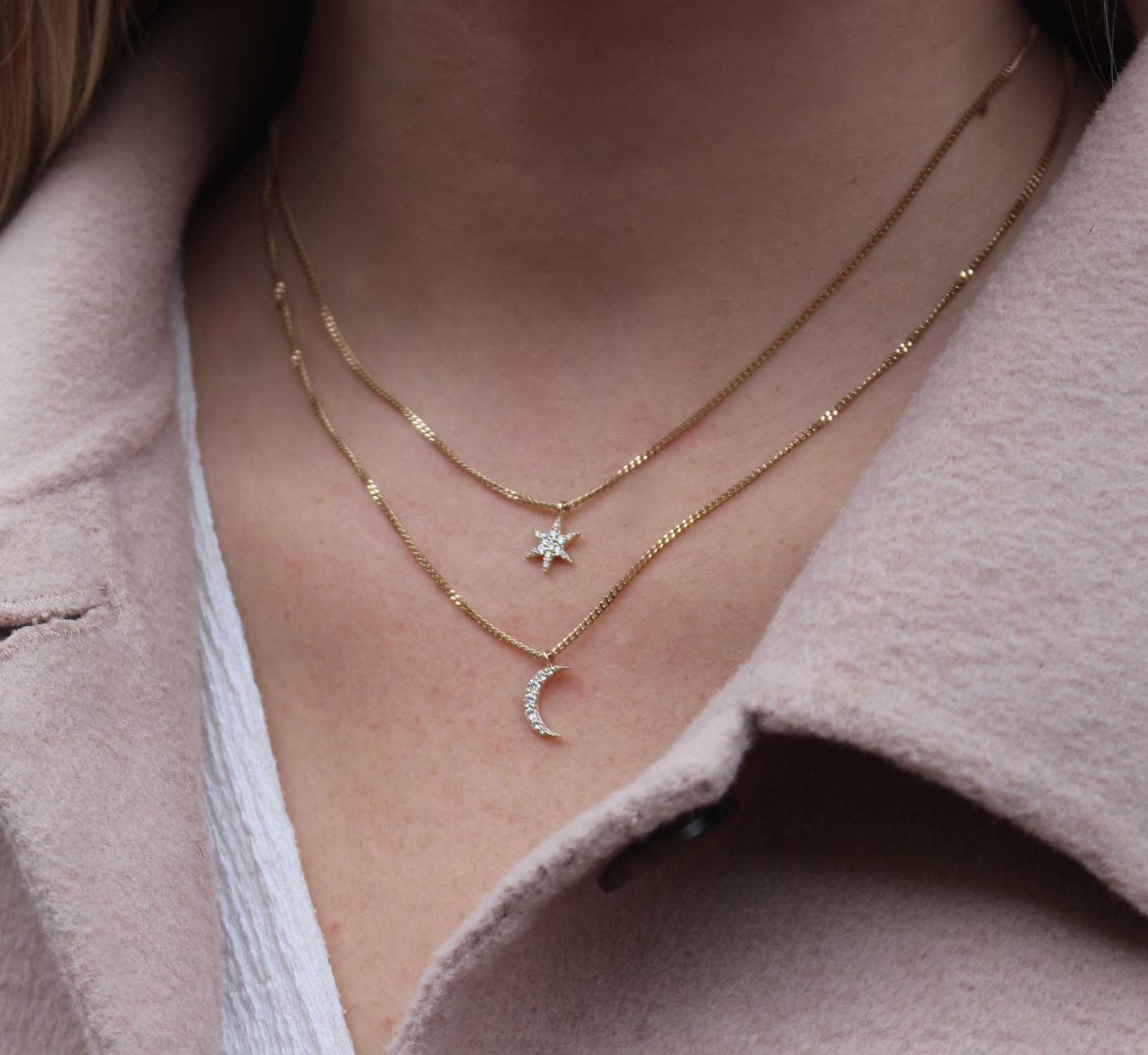 EC One Zoe & Morgan Mini Anahata Star Yellow Gold Diamond Necklace