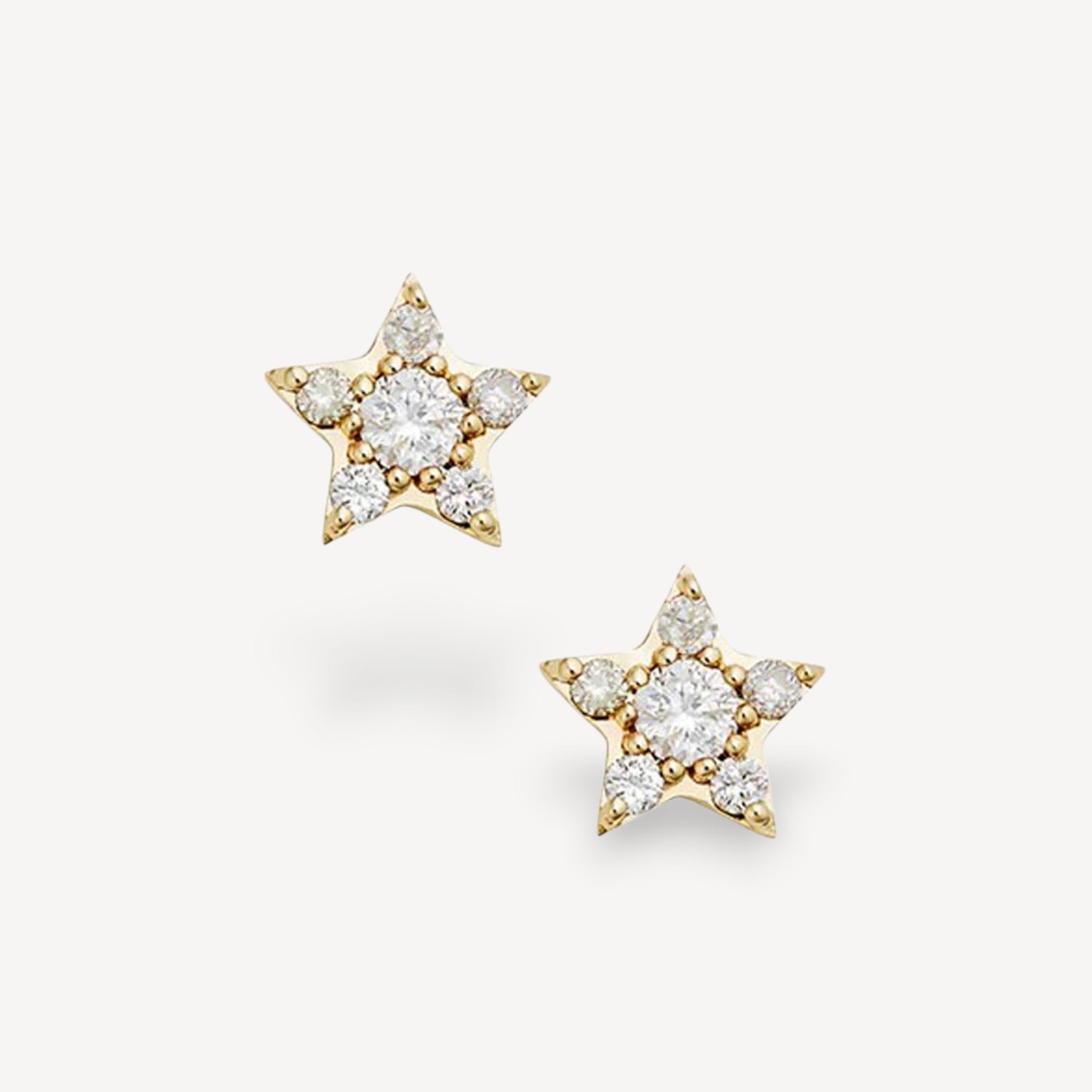 ALCYONE Yellow Gold and Diamond Star Stud - PAIR
