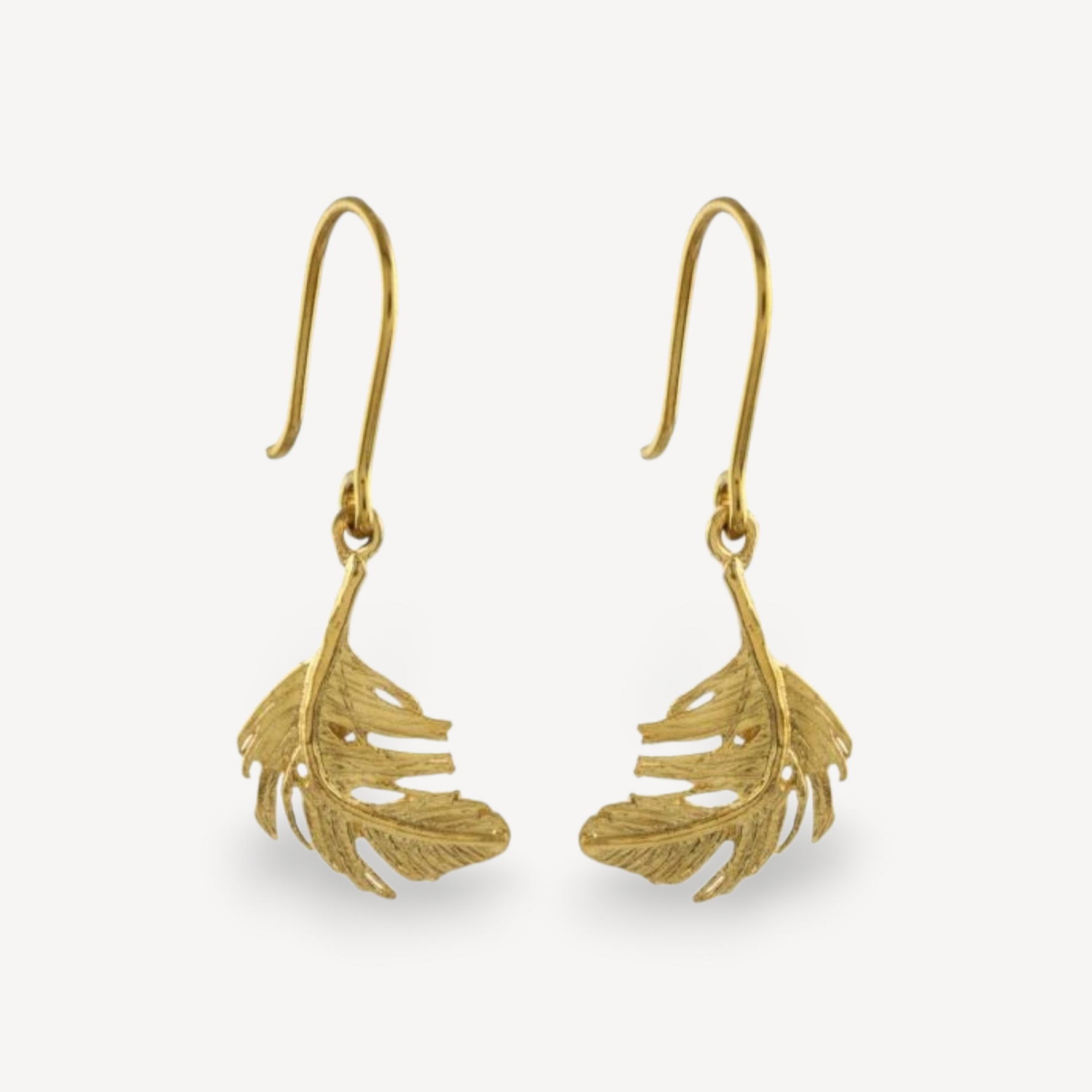 EC One Alex Monroe Gold Feather Drop Earrings