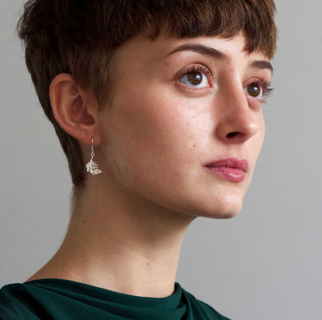 Gold Feather Drop Earrings