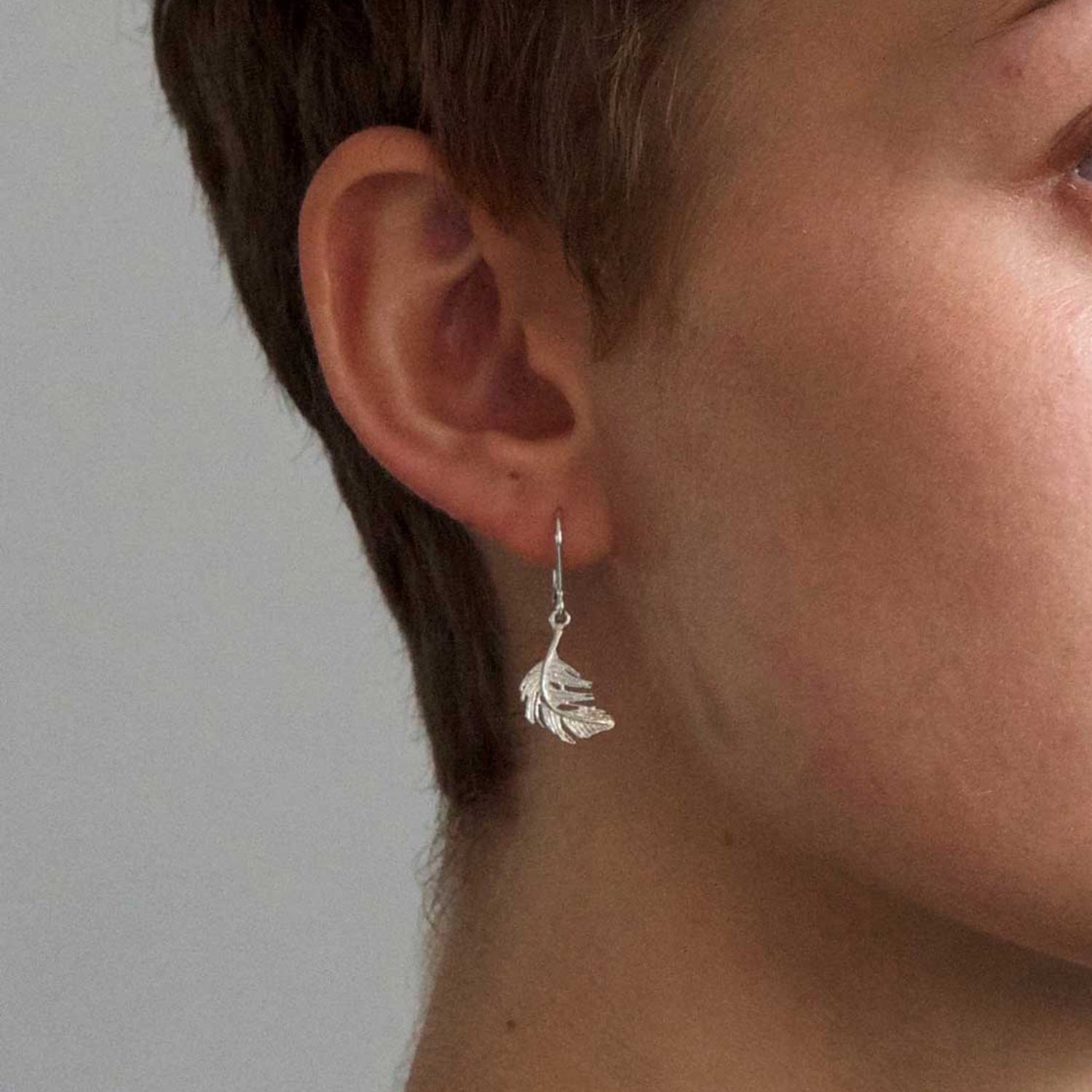 EC One Alex Monroe Little Feather Hook Earrings at B Corp certified Ethical jeweller E.C.One London