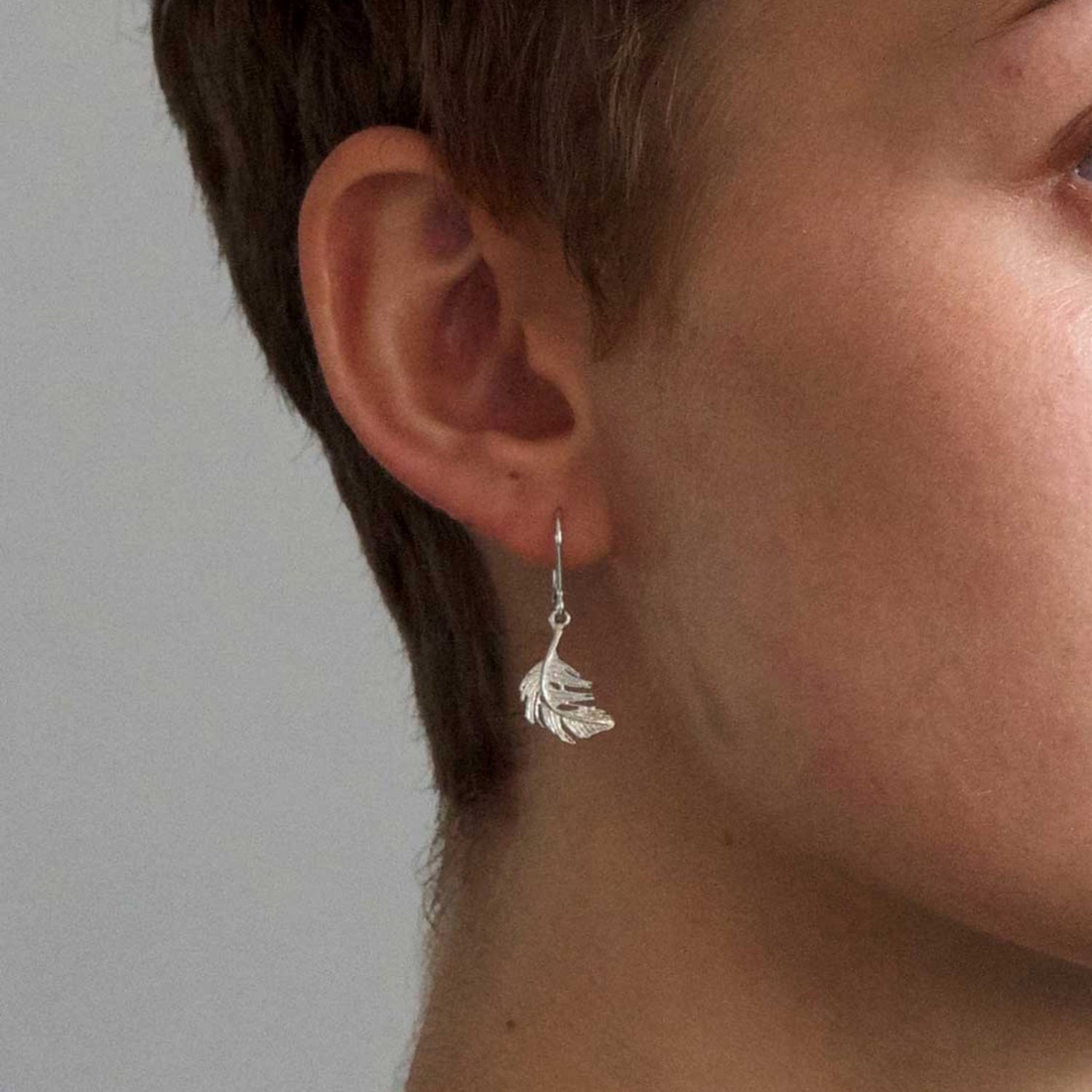 EC One Alex Monroe Little Feather Hook Earrings at B Corp certified Ethical jeweller E.C.One London