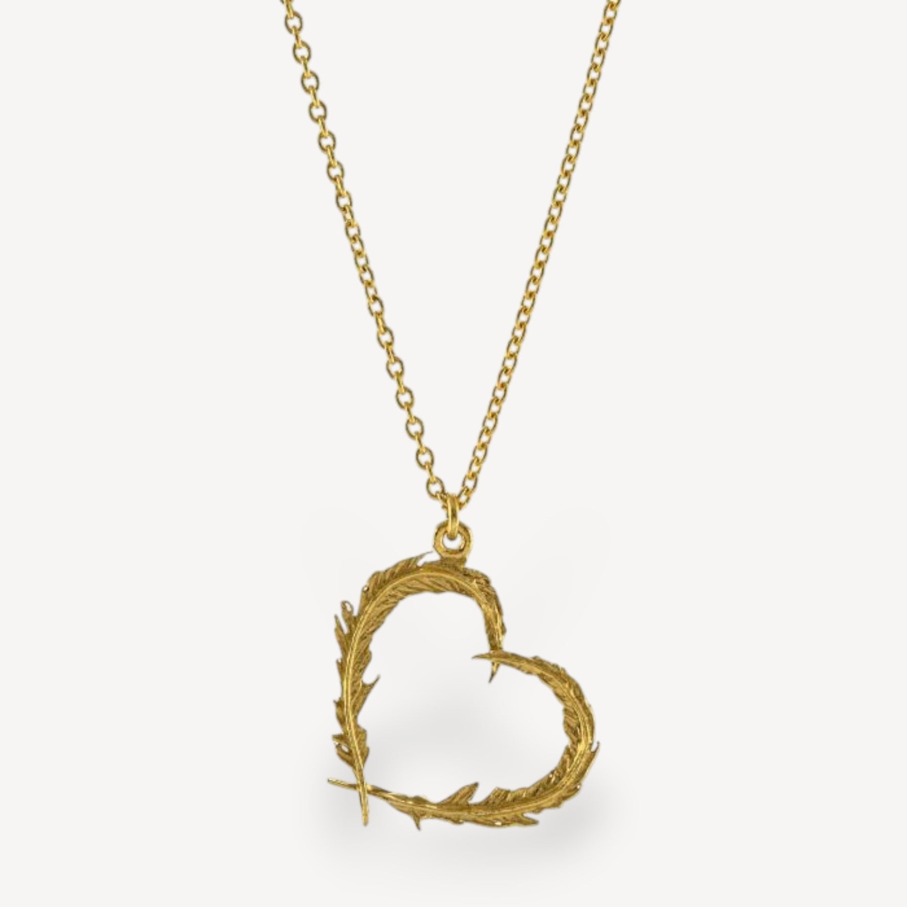 Feather Heart Necklace Gold Plated