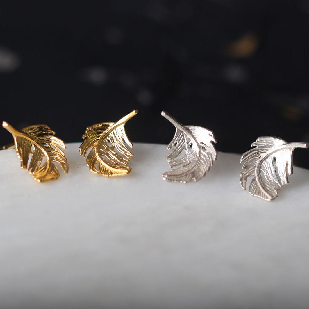 Small Feather Studs Silver
