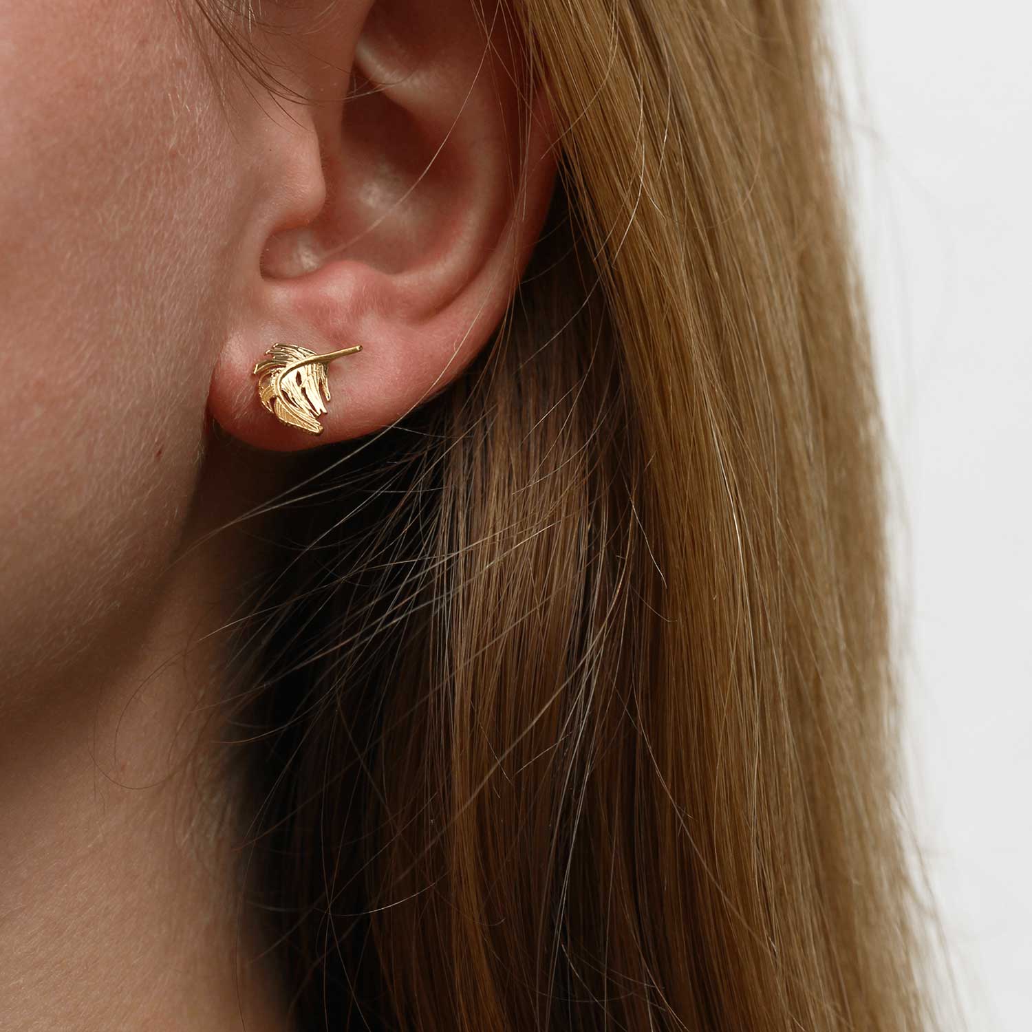 Small Feather Studs Gold Plated