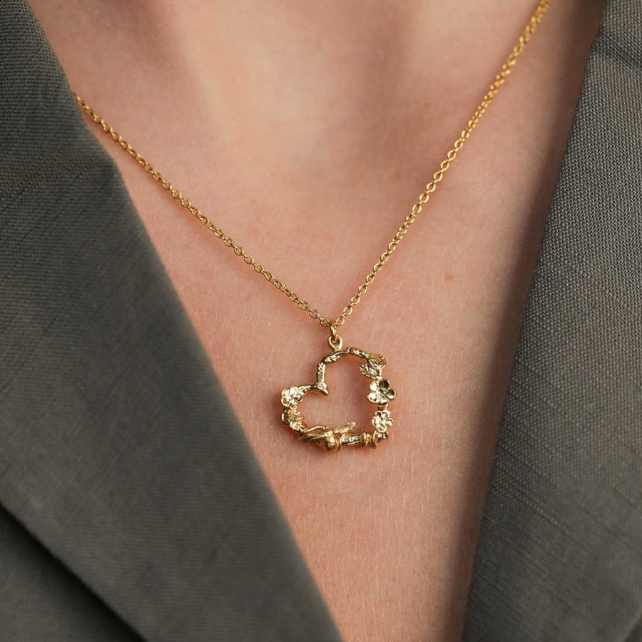 Alex Monroe Floral Heart Necklace with Itsy Bitsy Bee at EC One London