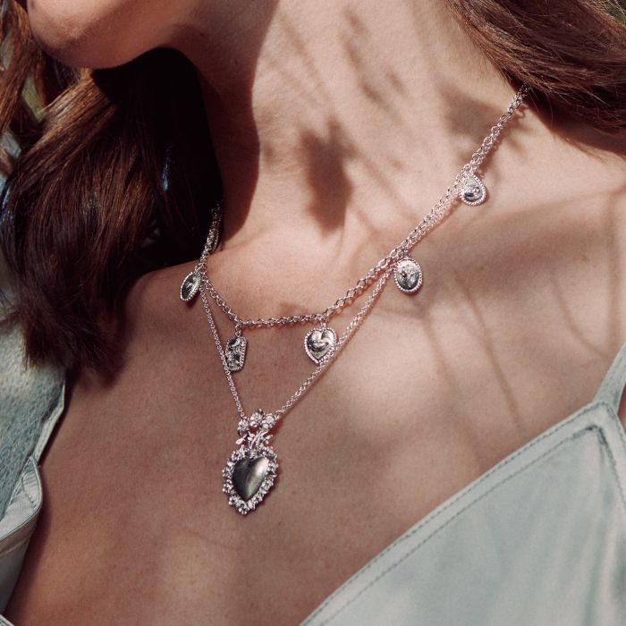 Alex Monroe Gratitude for Nature Small Charm Necklace Silver at B Corp certified Ethical jeweller E.C.One London