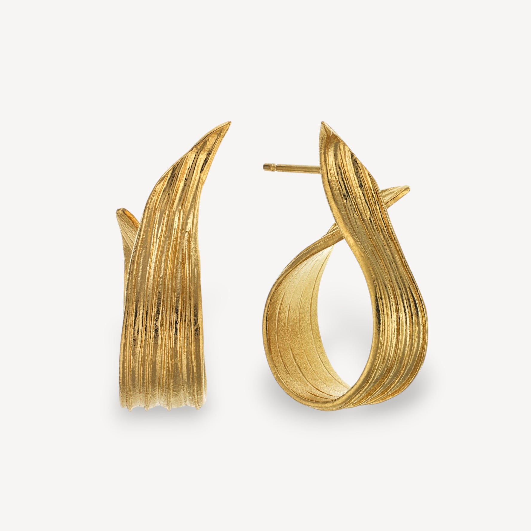 Plantain Leaf Wrapped Earrings Gold Plated
