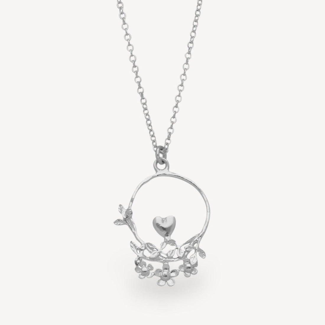 EXCLUSIVE: 40th Anniversary Posy Heart Loop Necklace Silver  by Alex Monroe for E.C.One London