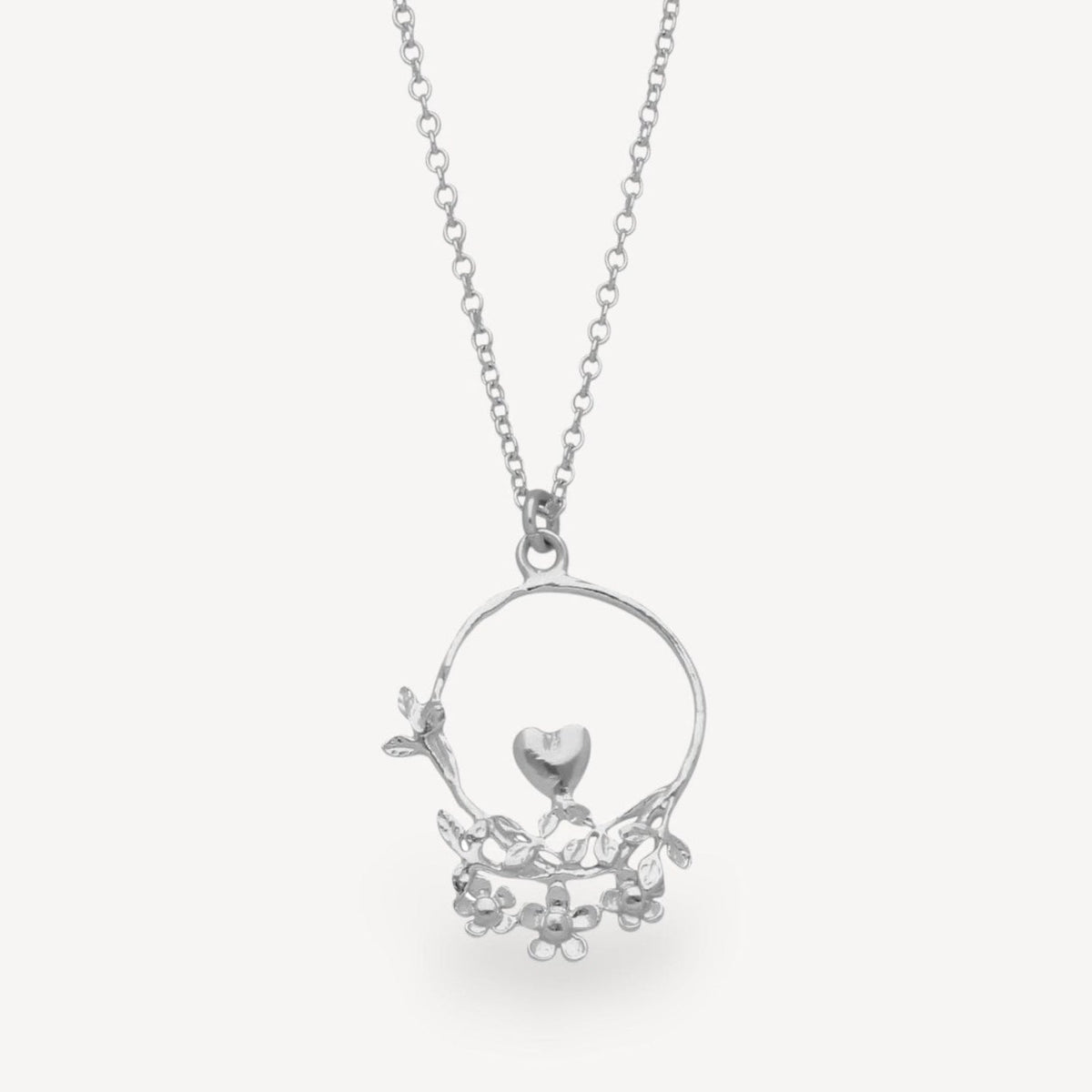 EXCLUSIVE: 40th Anniversary Posy Heart Loop Necklace Silver  by Alex Monroe for E.C.One London