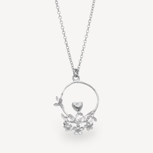 EXCLUSIVE: 40th Anniversary Posy Heart Loop Necklace Silver  by Alex Monroe for E.C.One London
