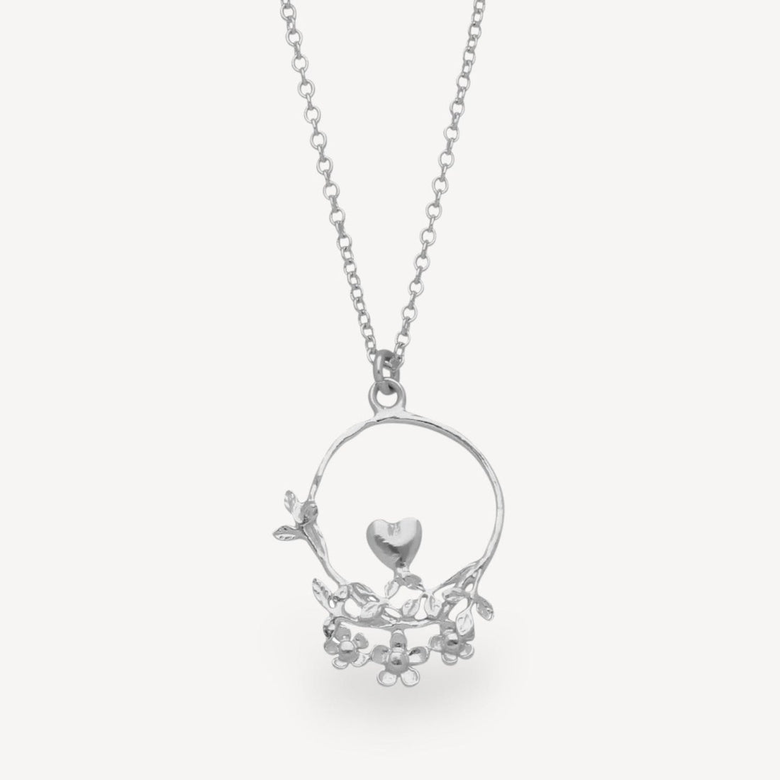 EXCLUSIVE: 40th Anniversary Posy Heart Loop Necklace Silver  by Alex Monroe for E.C.One London