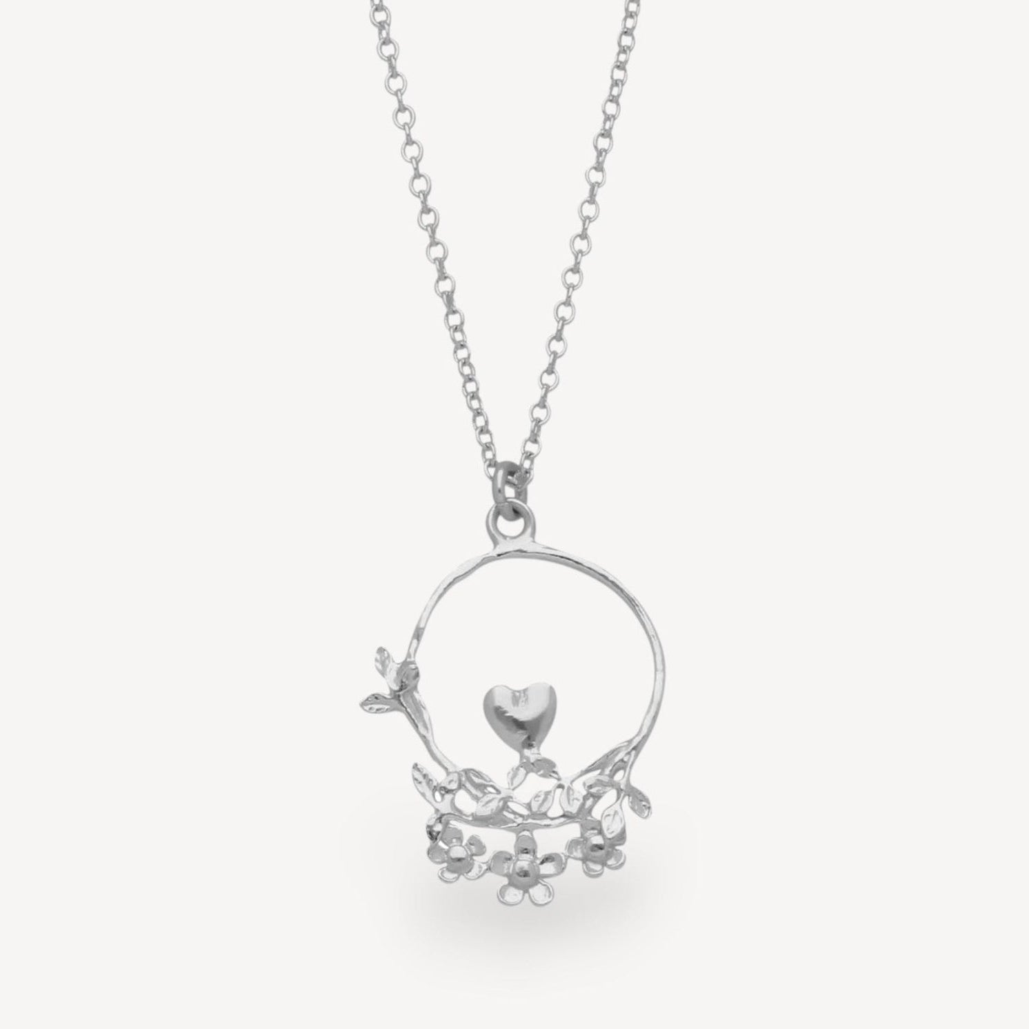 EXCLUSIVE: 40th Anniversary Posy Heart Loop Necklace Silver  by Alex Monroe for E.C.One London