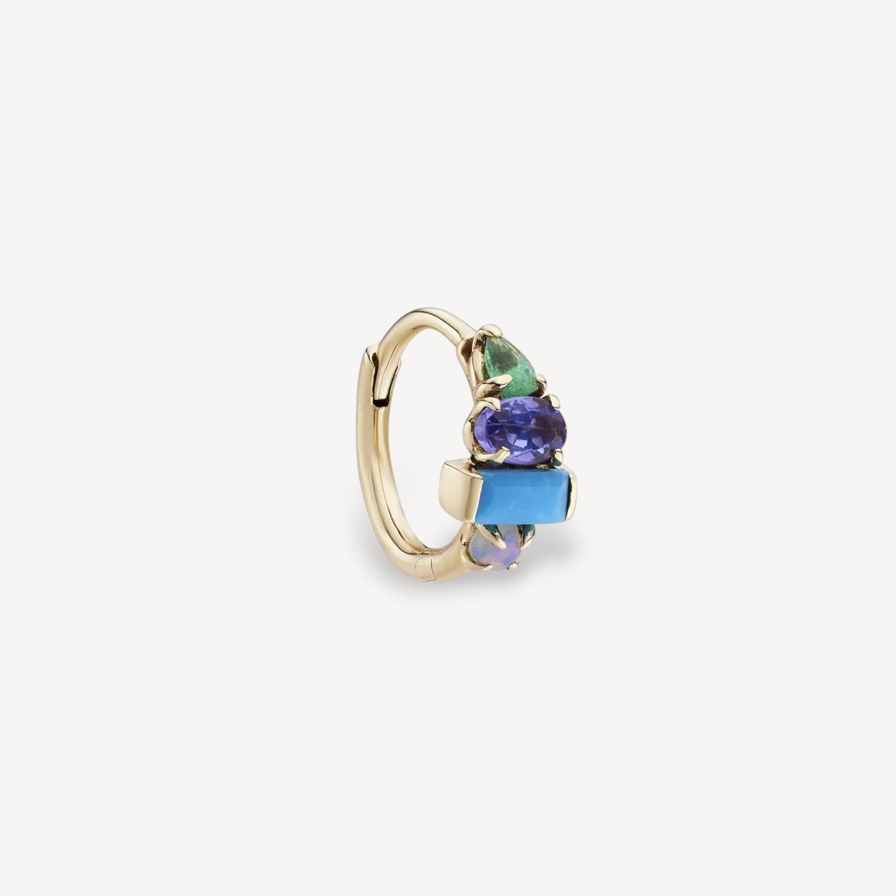 AM-PM Huggie with Emerald, Tanzanite, Turquoise & Opal SINGLE