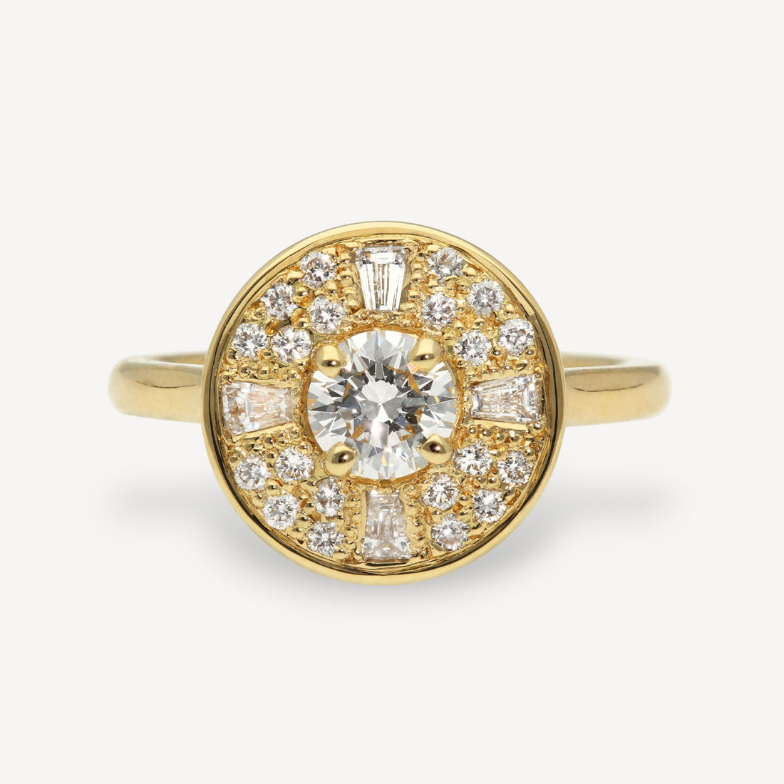 AMELIA Yellow Gold Halo Diamond Engagement Ring