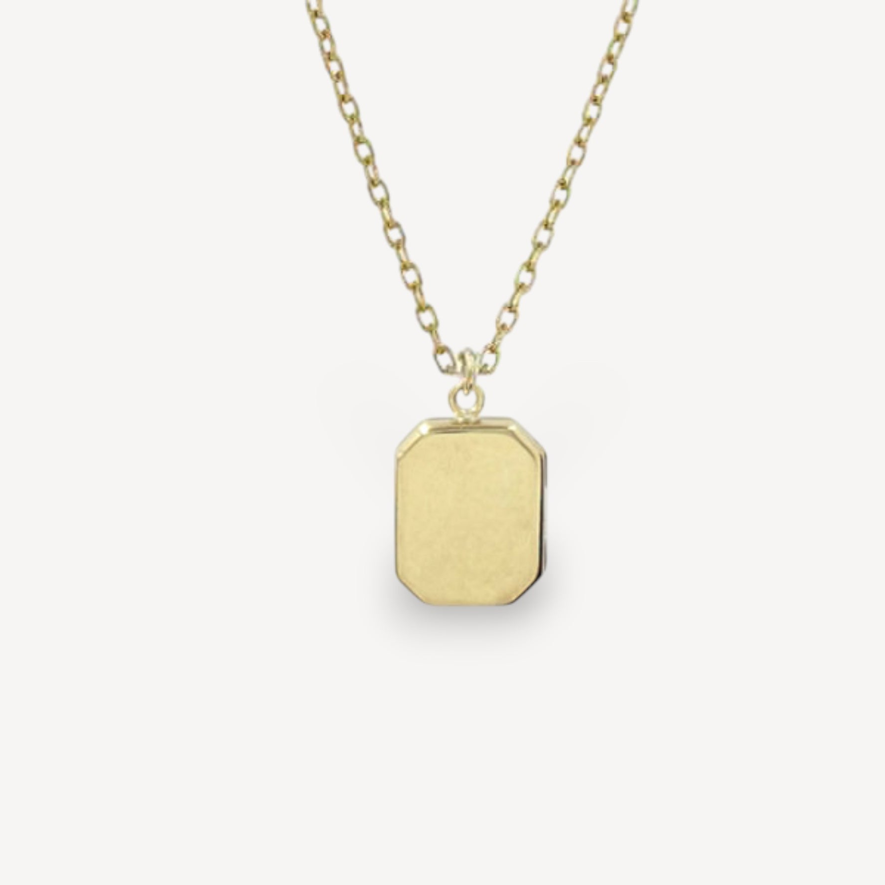 Small Angled Rectangular Gold Locket Necklace