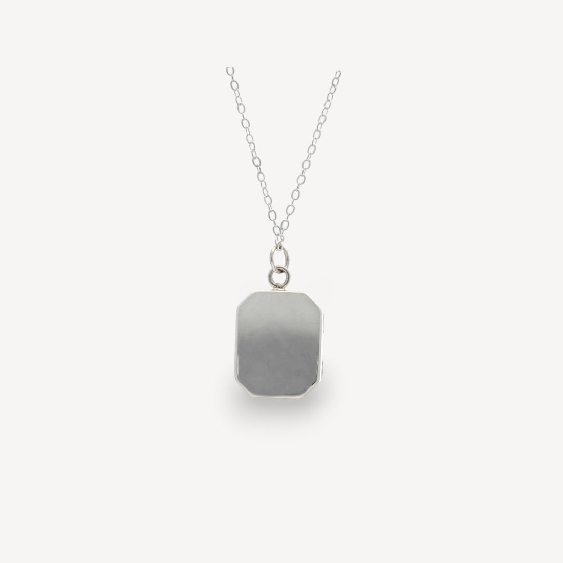 Small Angled Rectangular Silver Locket Necklace