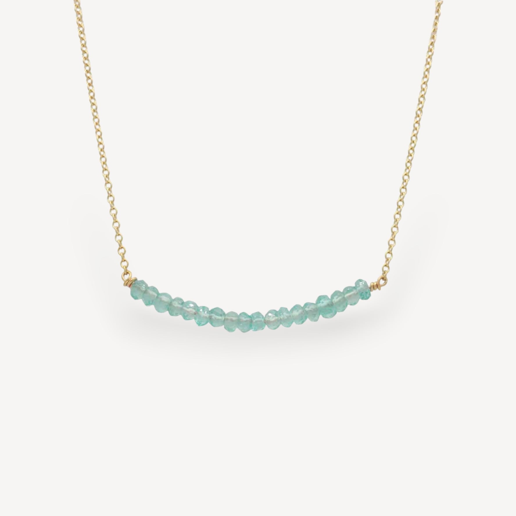 Apatite Bar and Gold Chain Necklace