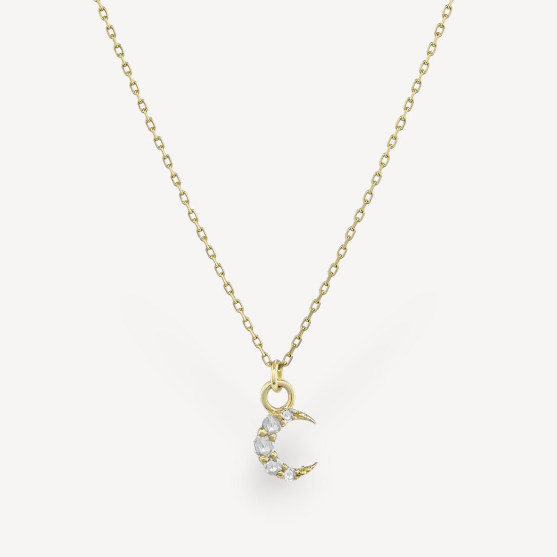 Astra Crescent Rose Cut Diamond Pendant Necklace