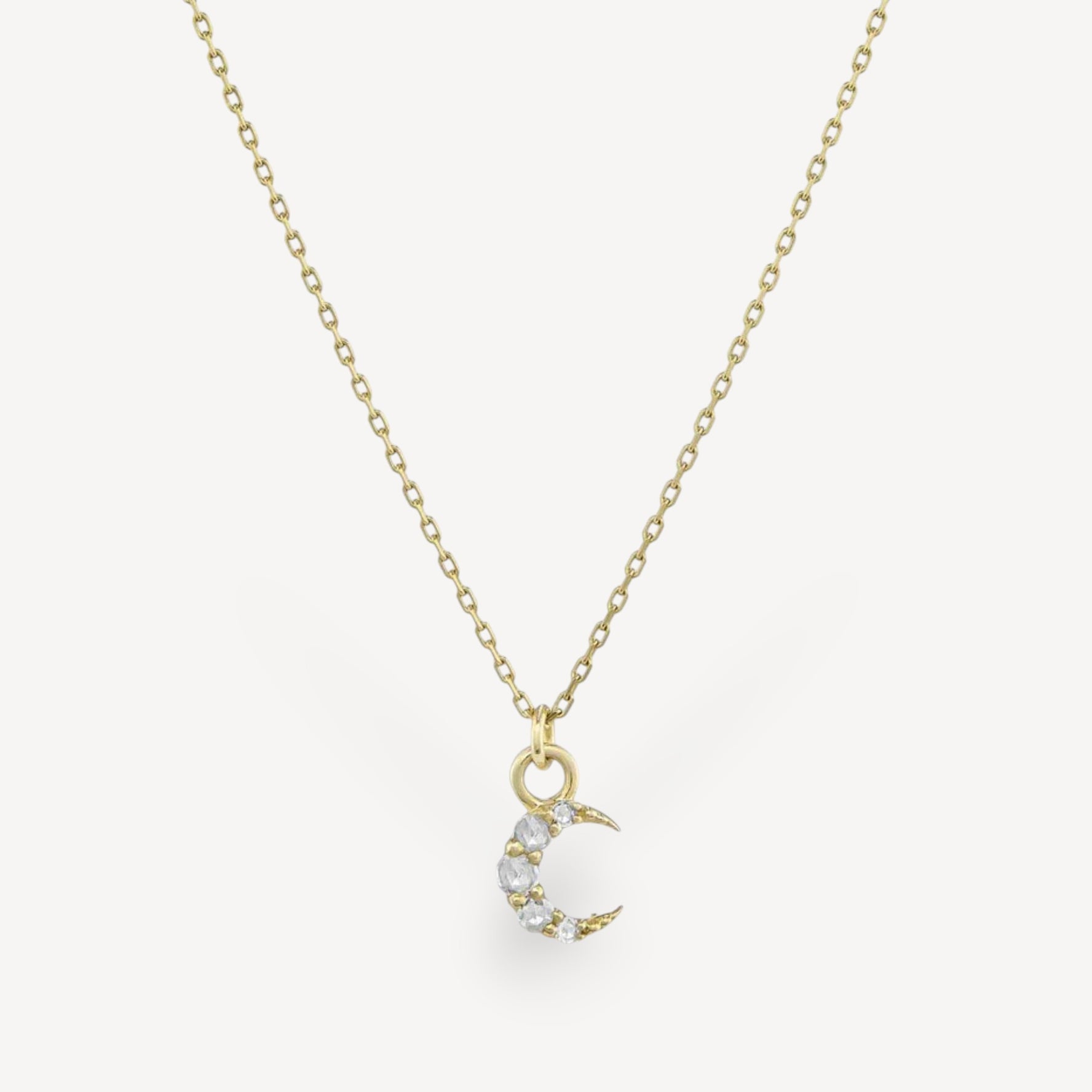 Astra Crescent Rose Cut Diamond Pendant Necklace
