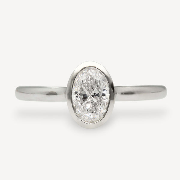 AVA Platinum Oval Diamond Engagement Ring