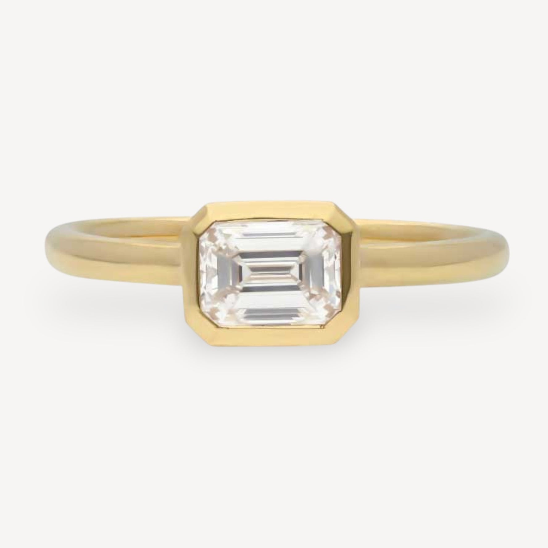AVA Yellow Gold Emerald Cut Diamond Engagement Ring