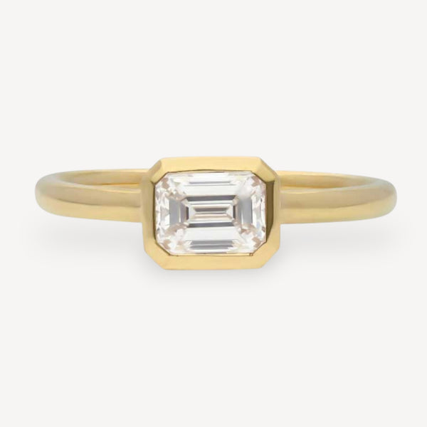 AVA Yellow Gold Emerald Cut Diamond Engagement Ring